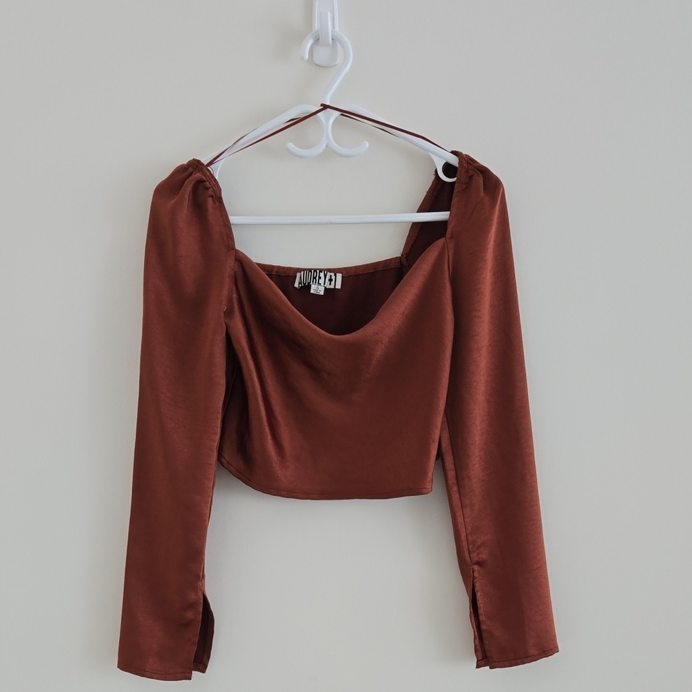 Elegant Brown Long Sleeve Top